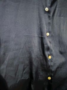 Elegant Navy Blue Satin Shirt