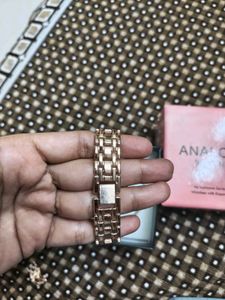 Analogx Rose Gold Watch with Rhinestone Bezel