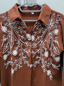 Embroidered Rust coloured Tunic