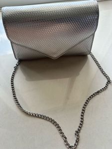 Silver Metallic Textured Clutch