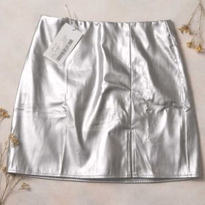 Silver Metallic Mini Skirt