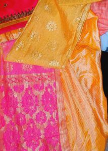 Pink &amp; Orange Embroidered Patiala Salwar Suit