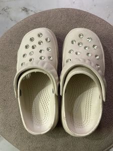 White Crocs with Rhinestones