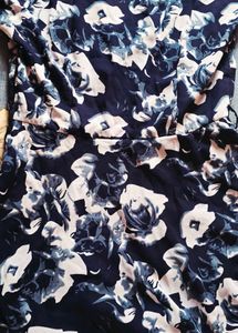 New Chic Floral Print Navy Blue Dress