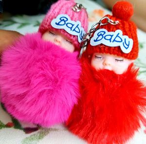 Adorable Baby Doll  fury Keychain .