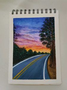 Hand-Painted Road Sunset Artwork