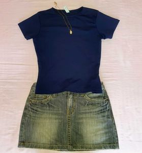 Navy Blue Fitted Baby Tee