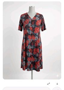 Floral Print V-Neck Short Sleeve Dress