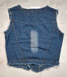Denim Vest with Frayed Edges