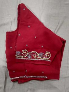 Red Embellished Saree