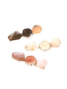 Stone Detail Hair Clips - Set of 3