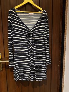 Striped V-Neck Ruched Tunic