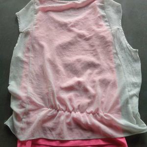Chic Crochet Overlay Pink Tank Top