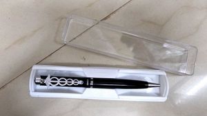 Elegant Black Pen with Caduceus Symbol