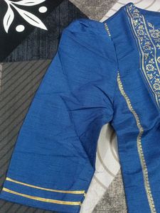 Beautiful Blue Kurta with Gold Print