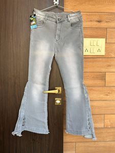 Trendy Grey Flare Jeans