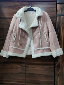 Pink Faux Fur Trim Jacket