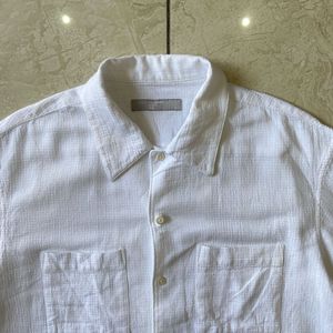White Short Sleeve Button-Up Shirt