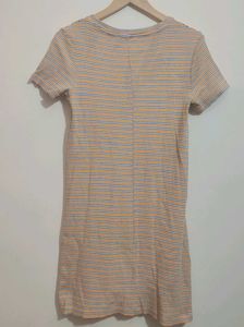 Yellow Striped Casual Dress For 34 Bust