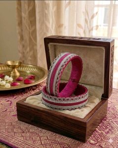Beautiful Pink &amp; Silver Bangles
