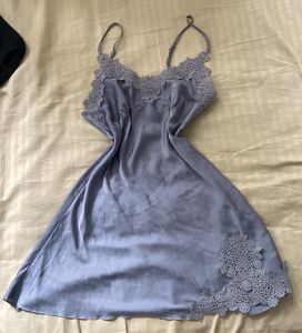 Silky Sleep Dress with Lace Trim