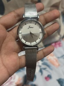 Elegant Silver Mesh Strap Watch
