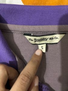 Purple Polo T-Shirt with Contrast Collar