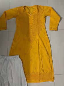 Yellow Chikankari Kurta Set