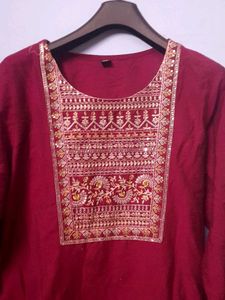 Elegant Maroon Embroidered Kurti