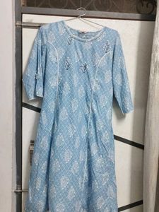 Light Blue Printed Kurta