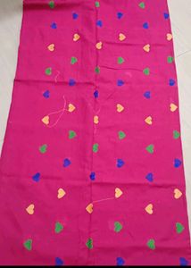 71)Pink Saree with Heart Embroidery