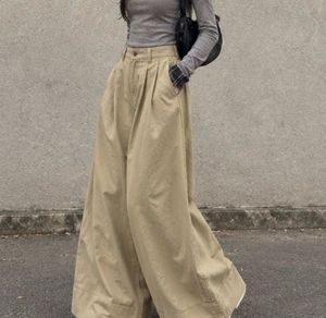 Wide Leg Beige Trousers