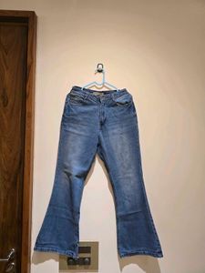 Flared Blue Denim Jeans