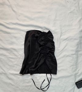 Black Ruched Mini Skirt