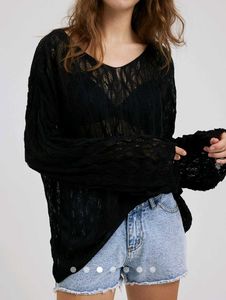 SAVANA Black Sheer Knit Sweater