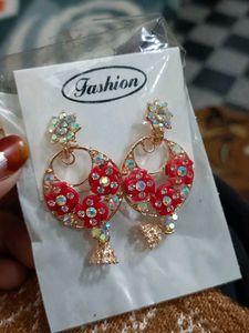 Red Floral Earrings