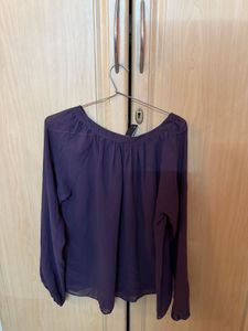 Elegant Purple Sheer Blouse with Embellishment