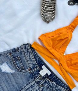 H&amp;M Orange Triangle Bikini Top