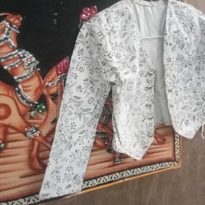 White Floral Print jacket