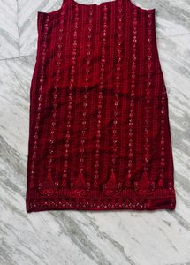Maroon Sequined Kurta Set
