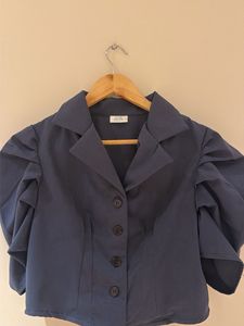 Stylish Navy Blue Puff Sleeve Top