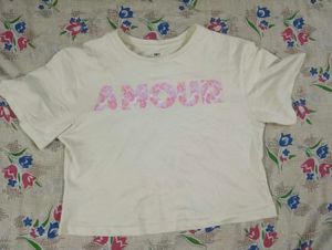 Cute "Amour" Floral Print T-Shirt