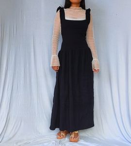 Black Maxi Pinafore Dress