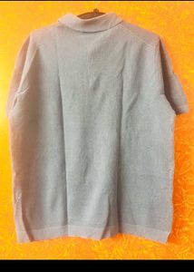 Men's Grey Knitted Polo Shirt