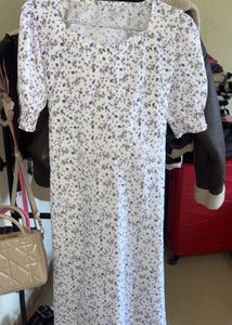 Floral Square Neck Midi Dress