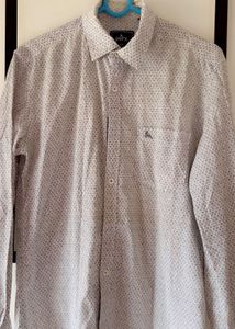 Parx Micro Print Slim Fit Shirt White Grey