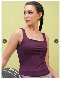 Ribbed Square Neck Tank Top
