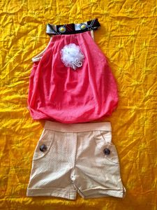 Cute Pink Top & Shorts Set