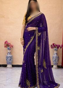 Purple handwork Saree