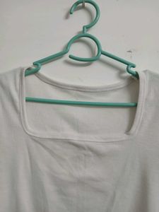 White Square Neck T-Shirt